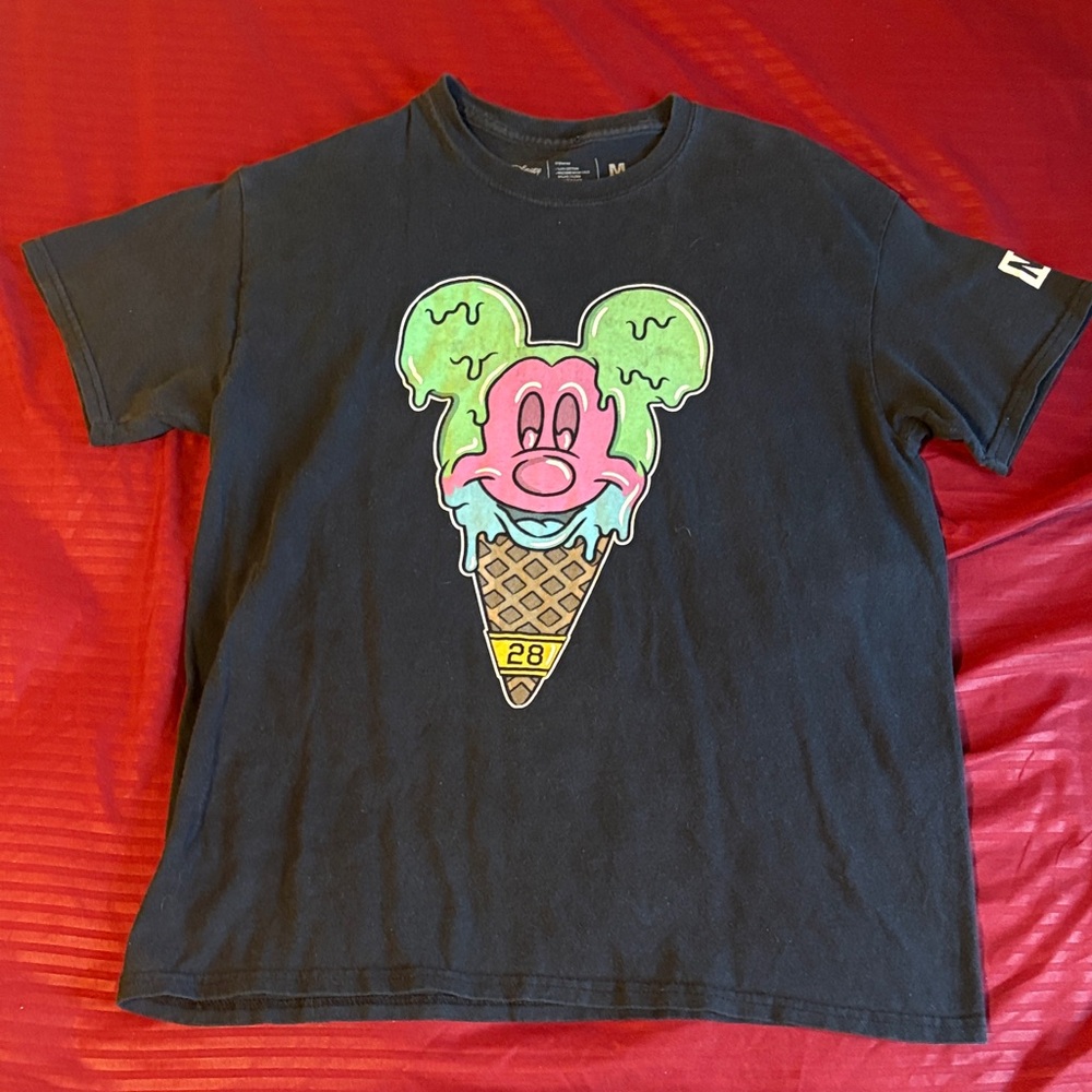 Disney Black T-Shirt with Colorful Ice Cream Mickey Design